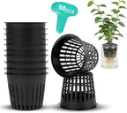 50-Pack 3-Inch Net Cups with 20 Plant Labels - Perfect for Aquaponics, Mason Jar Hydroponics, Kratky Method, and Orchid or Vegetable Gardening - Durable Slotted Mesh Insert for Optimal Growth