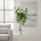 Garvee 2.8FT Artificial Camellia Tree 2 Pack, Faux Camellia Plant with White Planter and 20 White Flowers, 34" Fake Potted Flower Trees for Home and Office Decor