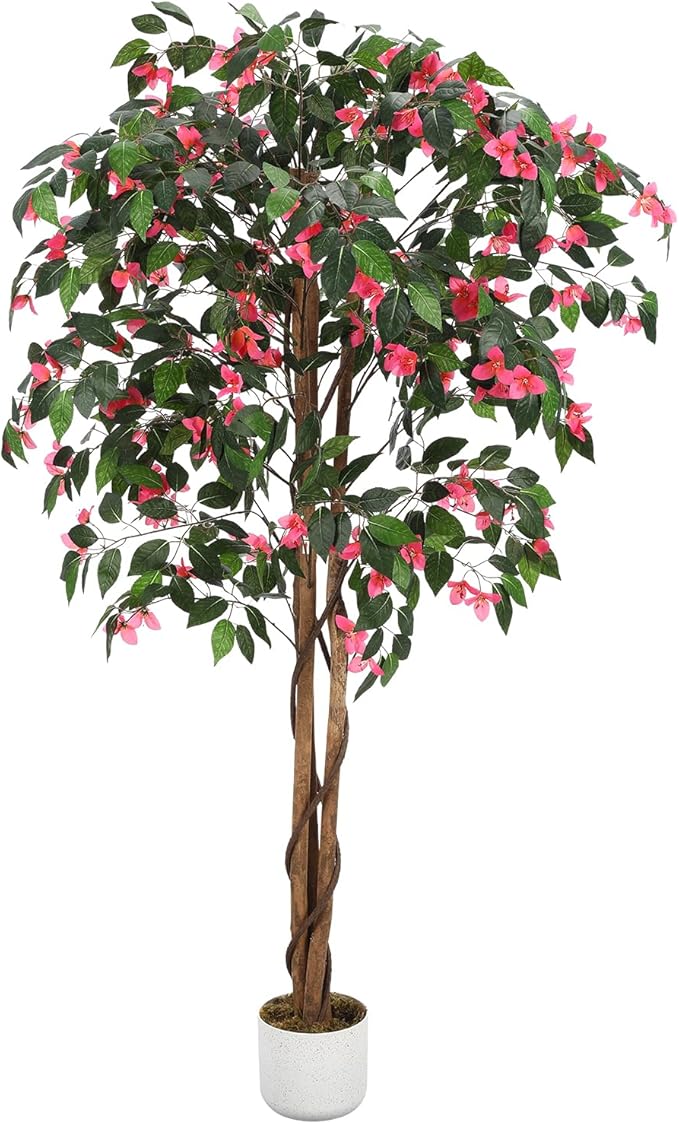 5.3FT Artificial Bougainvillea Tree, Faux Silk Bougainvillea Plant in Pot, Indoor Outdoor Decor, Potted Faux Flower Tree for Home Office Garden Living Room
