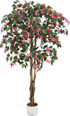 5.3FT Artificial Bougainvillea Tree, Faux Silk Bougainvillea Plant in Pot, Indoor Outdoor Decor, Potted Faux Flower Tree for Home Office Garden Living Room