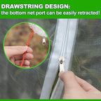 Bird Barrier Netting Mesh, Garden Netting with Zipper and Drawcord, 7.9 FT Long, 5.9 FT Wide, Plant Protection Net for Protect Plant Fruit Flower from Insect Bird