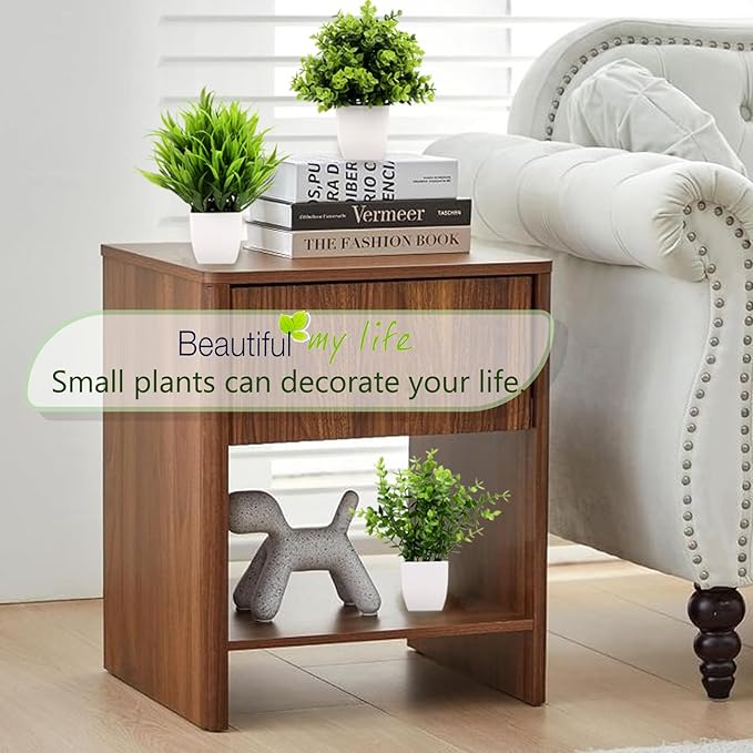 GREENTIME 3Pack Mini Fake Plants in Pots Artificial Plastic Eucalyptus Plant Wheat Grass Potted Faux Greenery Indoor for Office Desk Coffee Table Bathroom Bedroom Home Decorations