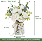 CEWOR Fake Flowers in Vase, Artificial Flowers Arrangement in Vase, Fake Floral Table Centerpieces Decor for Kitchen Farmhouse Coffee Table Living Room Bathroom Plant Decor