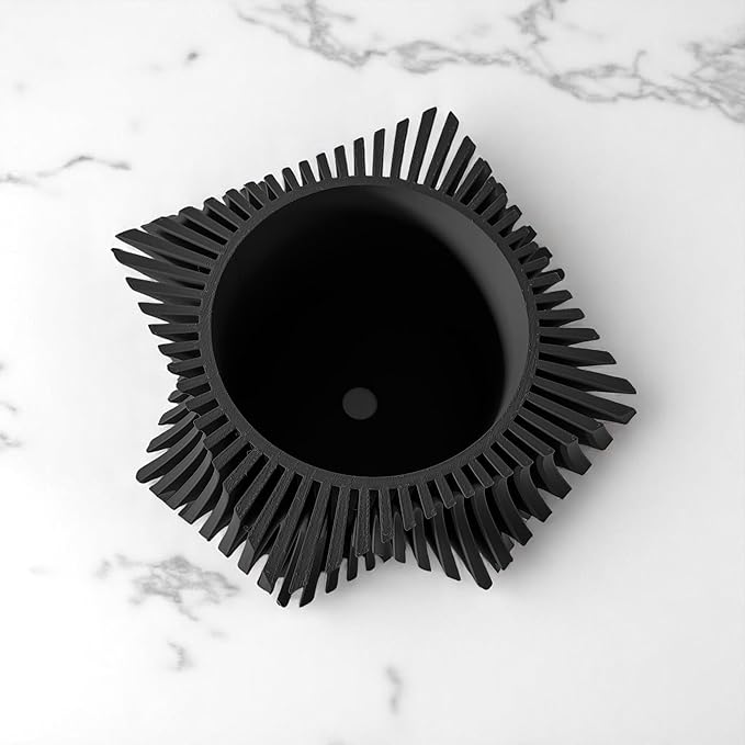 Aeon Twist Modern Planter – Black Sculptural Plant Pot for Indoor Decor Geometric Design with Drainage – Unique Home Accent for Living Room, Office, or Shelf (Black, Compact Structure: 6" x 4" WH)