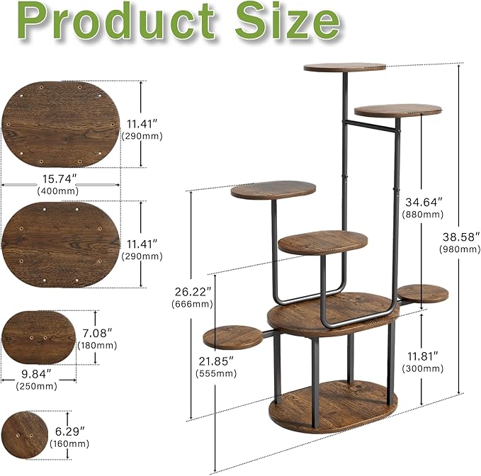 REFGY Plant Stand Indoor 8 Tier, Corner Plant Stand for Indoor Plants, 38.58" Tall Plant Stands, U-Shape Corner Shelf for Multiple Plants, Metal Plant Shelf for Living Room, Balcony, Patio, Garden