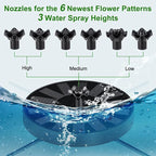 SEIRMEP Solar Fountain Pump with Spray Height Adjustment, Upgrade Glass Solar Bird Bath Fountains with 6 Nozzles, Outdoor Solar Water Fountain Pump for Bird Bath, Garden, Pool, Pond