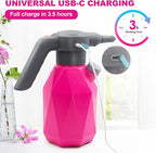 0.5 Gallon Electric Spray Bottle Plant Mister for Indoor/Outdoor Plants, 2L Automatic Watering Can Rechargeable Battery Powered Sprayer with Adjustable Spout for Garden, Fertilizing, Cleaning