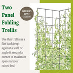 Gardener's Supply Company Two Panel Folding Trellis | Sturdy & Tall Metal Frame for Outdoor Garden Plant Support Climbing Flowers and Vegetables | 35-1/2"W x 58" H
