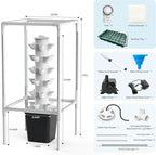 JESLED Hydroponic Tower with 5000K Full-Spectrum Grow Lights, Dual Timers for Auto Watering & Lighting, Hydroponics Growing System with 10L Water Tank, High 37", Indoor Herb Garden