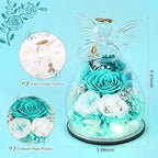 FIACO Gifts for Women Birthday Preserved Rose Forever Flower in Glass Angel Figurines Fresh Flowers for Delivery Prime for Mom Real Roses for Grandma Sister Wife Her from Daughter