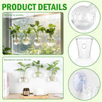 Bunmery 4 pcs Window Propagation Stations, Easy to Install Plant Propagation Bulbs with Suckion Cups, No Nails Wall Hanging Planter Propagation Station, Glass Plant Terrarium Vase