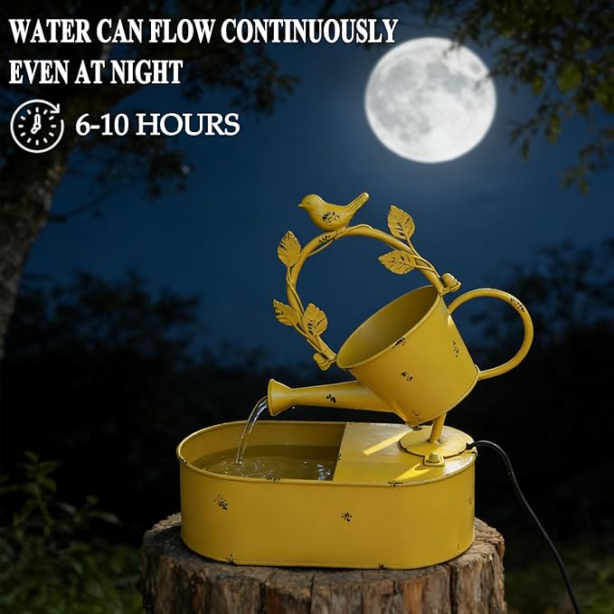 Metal Solar Water Fountain with Backup Battery,Outdoor Bird Bath Fountain,Solar Fountain Bird Bath for Garden, Patio & Yard Decor,Solar Powered Water Fountain Working at Night for at Least 6 Hours