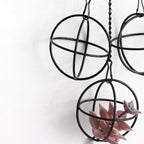 6 Set Air Plants Hanging Holders Black Metal Himmeli Decor Modern Geometric Airplants Planter Air Fern Plants Hanger for for Home for Plant Lovers
