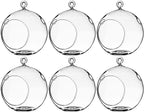 WGV Hanging Terrarium Globe, Width 5", Height 6", DIY Air Succulent Planter, Clear Glass Vase Orb with Flat Bottom, Candle Holder for Windowsill Outdoor Garden Decor, 6 Pieces Bulk