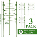 Legigo 3 Pack 30 Inch Plant Support Cages Tomato Cage for Garden- Plant Cages Adjustable Rings, Tomato Plant Support Stakes Trellis for Pots, Peppers, Cucumbers and Flowers with 10 Plant Clips