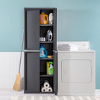 Sterilite 4 Shelf Cabinet, Lockable Utility Storage w/ Adjustable Shelves, Gray - Plastic Shelving Unit for Organizing Garage, Pantry, Basement, Laundry Room or Mudroom