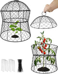 Garden Cloches for Plants 2 Pack Metal Plant Protectors from Animals Chicken Wire Cloche Updated Plant Cages for Outdoor Plants Vegetables Seedlings 13" D x 14" H
