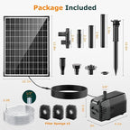POPOSOAP Solar Fountain Pump, 20W Solar Powered Water Pump 320GPH Flow Adjustable, Solar Pond Pump with 4 Spray Patterns for Garden, Ponds, Fish Tank, Waterfall