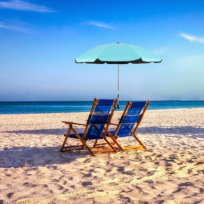 Chair Umbrella with Clamp,46 inches UPF 50+ Clip on Parasol for Patio,Beach Chairs,Strollers,Wheelchairs,Golf Carts
