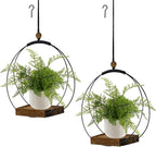 hismocal 2 Pack Hanging Planter for Indoor Plants, Black Plant Hanger with Sturdy Wood Base, Modern Boho Macrame Hanger, Wall Ceiling Window Planter (Plants/Pots Not Included)