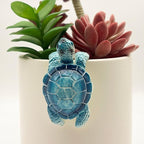 Cute Climbing Blue Sea Turtle Flower Pot Hugger Figurines, Small Resin Hanging Tortoise Statue Planter Pot Decoration for Home Garden Fence Balcony Patio Lawn Yard Ornaments