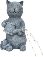 Solar Watering Cat Garden Statues Decor Waterproof Figurine Resin Sculpture Gift for Mom Grandma, Outdoor Decorations for Porch Patio Lawn Yard Home House Gardening Birthday Housewarming (Cat)