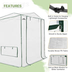 EAGLE PEAK 8x6 Portable Walk in Greenhouse, Pop Up Indoor Outdoor Greenhouse, Green House Kit with Zippered Roll-Up Doors and Windows, Woven Cover, Translucent