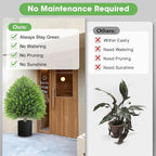 25.6" Artificial Cedar Topiary Ball Plants: Set of 2 Faux Cypress Bushes with Spike – UV Resistant & Fade Resistant Artificial Shrubs, Evergreen Spring Fake Tree for Outdoor Indoor Porch Garden