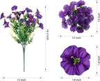 HyeFlora Artificial Flowers for Outdoors Fake Plants Outside Decoration, 12 Bundles Silk Colorful Morning Glory with Eucalyptus UV Resistant Realistic Faux Flowers for Planter Porch Patio Yard Garden