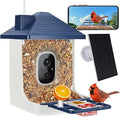 Smart Bird Feeder with Camera,AI Identify Species,Bird House with Solar Powered,Instant Arrival Alerts,2K HD Capture Video Live View,Gift for Birds Lover (Indigo Blue)