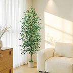 Fake Ficus Tree 6FT, Artificial Tree with Pot for Indoor Outdoor, Lifelike Faux Floor Plants with Moss Topper and Cotton Basket, Home Office Living Room Bedroom Doorway Hallway Decor