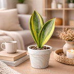 Variegated Whale Fin Plant 8–10 Inch Live Plant – Rare Variegated Sansevieria Masoniana Indoor Succulent, Easy Care Air Purifying Snake Plant, Unique Home Decor Houseplant Gift