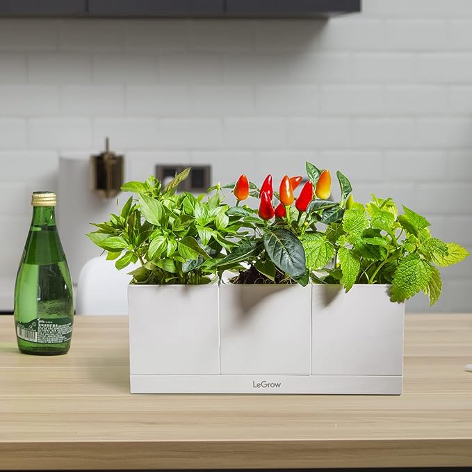 LeGrow Smart Garden Indoor Planter Starter Kit - 3 Patented Design Plant Pots,1 Water Holding Base Tray - (Plants Not Included)
