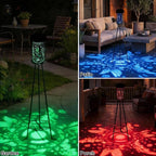 Outdoor Solar Floor Lamps RGB Color-Changing Hummingbird Projection Metal Plant-Stand Garden Light,42.5" Waterproof Decorative Solar Lamp for Patio,Deck,Yard,Porch,Path,2 Pack