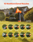 VEVOR Metal Garden Hose 200 ft, Heavy Duty Stainless Steel Water Hose with 10-Function Nozzle, No-Kink & Flexible Outdoor Garden Hose, Rust-Proof Lightweight Hose for Yard, RV, Car Wash