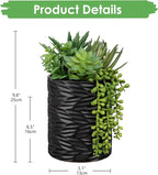 Hollyone Artificial Succulents in Pots Faux Succulents Plants Fake Succulent Arrangement Potted Plants with Black Ceramic Vase for Office Desk Bathroom Shelf Living Room Indoor Home Decor Large