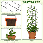 33.8in Tall Trellis for Climbing Plants Indoor & Outdoor, 4 Pack Metal Trellis for Potted Houseplant, Sturdy Support for Ivy, Pothos, Monstera, Hoya and Flower Vines, Black