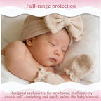 Newborn Baby Girl Hats Mittens Set Cotton Hospital Bow Hat Beanies Caps Gloves for New Born Girls 0-6 Months