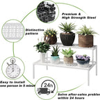 Metal Plant Stand Metal 2 Tier Potted Multiple Flower Pot Holder Plant Shelf Indoor Plants Multiple,Outdoor Heavy Duty Planter Display Shelving Unit for Patio Garden Corner Balcony Living Room(White)