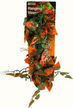 Bundle of PENN-PLAX Reptology Lizard Lounger Corner Triangle + Reptology Decorative Hanging Terrarium Plant Vines for Reptiles and Amphibians – 12” Length – Green & Orange