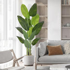 Artificial Bird of Paradise Plant 6Ft Tall Fake Tropical Palm Tree Large Fake Plants with 13 Silk Banana Leaves Faux Plant Indoor Decor Trees with White Pot for Home Bedroom Living Room Office