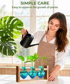 Nacome Plant Terrarium Propagation Stations: Mothers Day Gifts for Mom Plant Lovers Women Wife Daughter - 3 Bulb Glass Vases with Wooden Stand Tabletop for Hydroponics Home Garden Decor