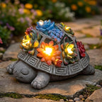 Solar Turtle Garden Outdoor Decor with Succulent & 7 LED Lights – Outside Tortoise Statue Decor for Yard Patio Balcony & Backyard - Home House Decoration Art- Gift for Women Mom & Grandma