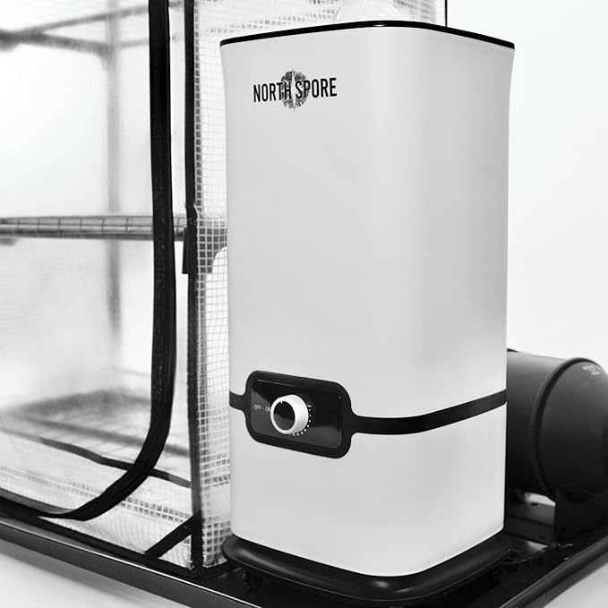 North Spore BoomRoom II Automated Mushroom Grow Tent Kit | Complete Martha Tent System with Humidity & FAE Control | 5-Rack Fruiting Chamber for Indoor Mycology | High-Yield Monotub Alternative