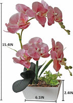 Pink Orchids Artificial Flowers Faux Orchid Plant Indoor Phalaenopsis Look Real With Pot Table Centerpieces Arrangement Lifelike Elegant Home Decor Dining Room Table Shelves Kitchen Decorative Flowers