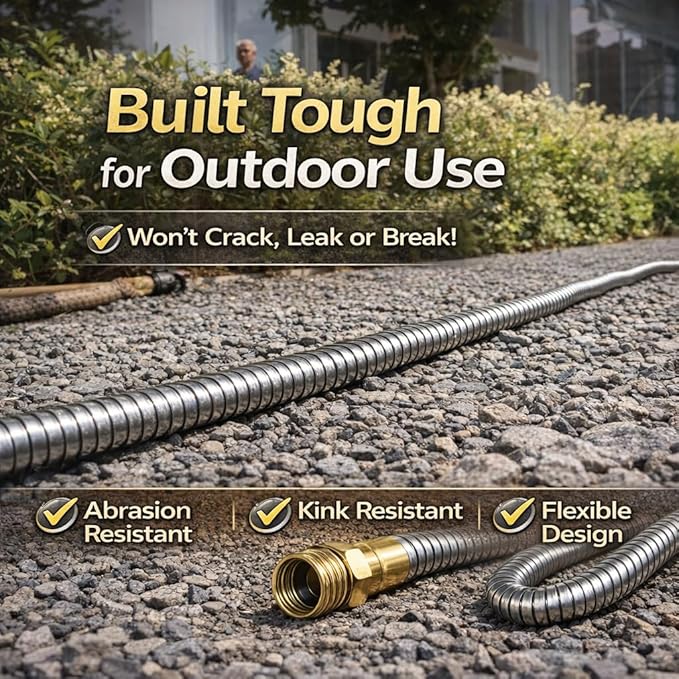Metal Garden Hose 75 ft – 304 Stainless Steel Water Hose with Nozzle Sprayer, Garden Hoses Flexible, Lightweight, No Kink, Heavy Duty for Outdoor (75 ft)