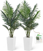 Aveyas 5ft Artificial Palm Tree for Home Decor,5 Feet Faux Plant Fake Silk Tropical Kentia Areca Trees for Indoor Outdoor House Living Room Office Porch Garden(5 ft Tall with Raised Pot)-Set of 2 Pack