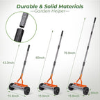 Walensee Dethatching Roller Rake with 76.8'' Adjustable Handle, Lawn Dethatcher Rake with 2mm Stainless Steel Blades,Thatch Remover, Soil Aerator & Loosening Tool for Moss, Leaves, Yard Lawn Care