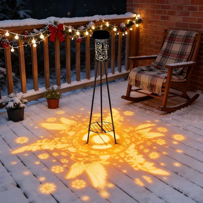 Outdoor Solar Floor Lamps RGB Color-Changing Hummingbird Projection Metal Plant-Stand Garden Light,42.5" Waterproof Decorative Solar Lamp for Patio,Deck,Yard,Porch,Path,2 Pack