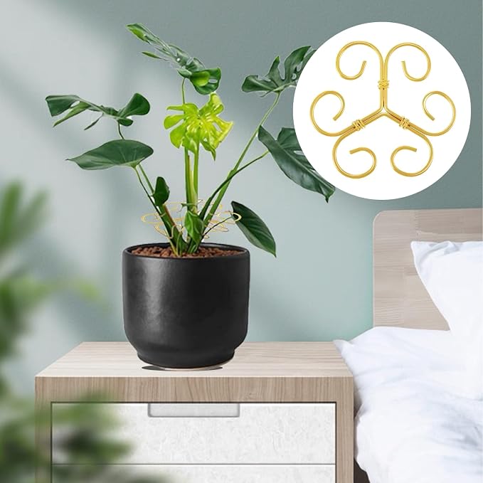 4Pcs Gold Plant Stem Support, Stable Support Stakes for Plants Stabilize, Outdoor & Indoor & Garden Plant Stakes for Healthy Growth (Flower Shaped Bracket B)